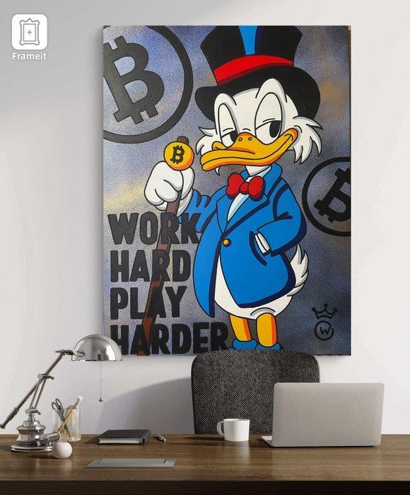 Xavier Van Walsem (1980) - Scrooge mcduck work hard play, Antiek en Kunst, Kunst | Schilderijen | Modern