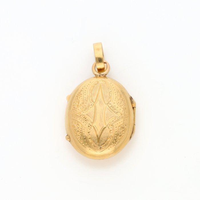 Hanger - 18 karaat Geel goud, Zilver - Medaillon/ M.M., Sieraden, Tassen en Uiterlijk, Antieke sieraden