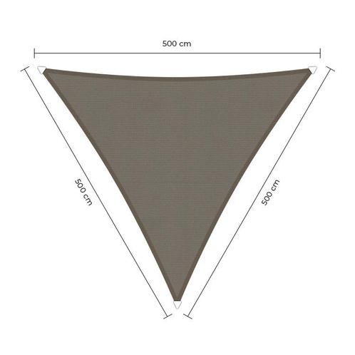 Driehoek schaduwdoek - Taupe - Waterdicht - 5,0 x 5,0 x 5,0, Tuin en Terras, Schaduwdoeken, Ophalen of Verzenden