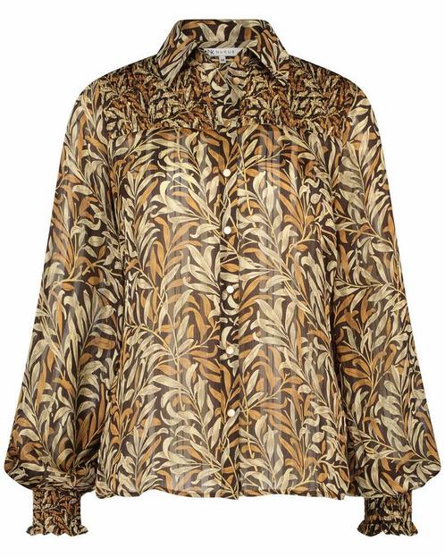 -50% Nukus  Nukus Brussel blouse leaves brown/khaki  maat XS, Kleding | Dames, Blouses en Tunieken, Bruin, Nieuw, Verzenden