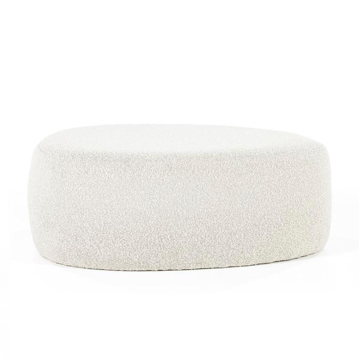 *WOONWINKEL* Eleonora Liby Moderne Poef Bouclé Groot Beige, Huis en Inrichting, Banken | Voetenbanken en Poefen, Nieuw, Verzenden