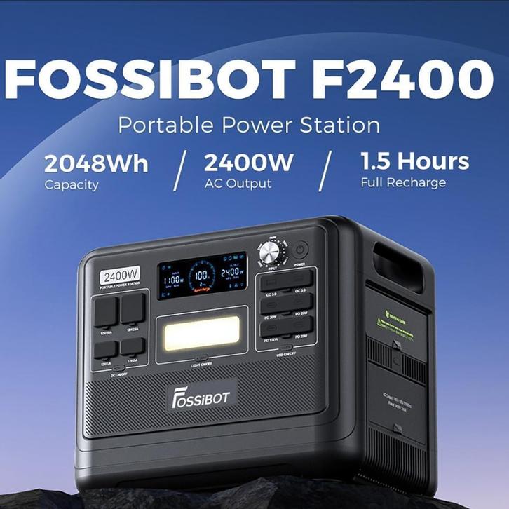Duurzame powerstation te huur - Fossibot 2400W, Hobby en Vrije tijd, Feestartikelen | Verhuur, Overige, Nieuw, Ophalen