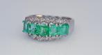 Ring Platina Smaragd - Diamant, Sieraden, Tassen en Uiterlijk, Ringen, Nieuw
