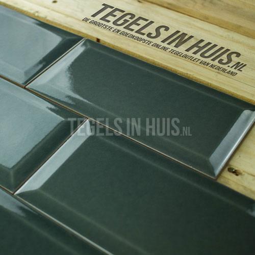 Wandtegel metrotegel 10x20 craquele oud donker grijs, Doe-het-zelf en Verbouw, Tegels, Wandtegels, Nieuw, 10 m² of meer, Keramiek