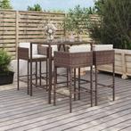 vidaXL 5-delige Tuinbarset met kussens poly rattan bruin, Verzenden, Nieuw, Rotan, 4 zitplaatsen