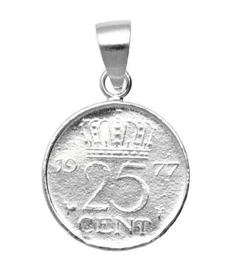 Zilveren Kwartje 25 cent kettinghanger, Sieraden, Tassen en Uiterlijk, Kettinghangers, Verzenden
