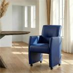 Leren eetkamerstoel Pleasure - Toledo Kobalt (blauw) - Met, Ophalen of Verzenden, Nieuw, Leer, Eigentijds, Modern