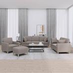 vidaXL 4-delige Loungeset met kussens stof taupe, Huis en Inrichting, Verzenden, Nieuw, Vierpersoons of meer, Stof