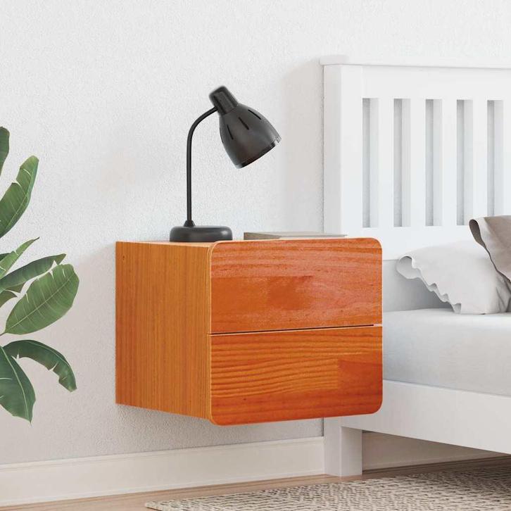 vidaXL Nachtkastje 2 pcs Bruin 39 x 34 x 33 cm Massief, Huis en Inrichting, Slaapkamer | Nachtkastjes, Nieuw, Minder dan 45 cm