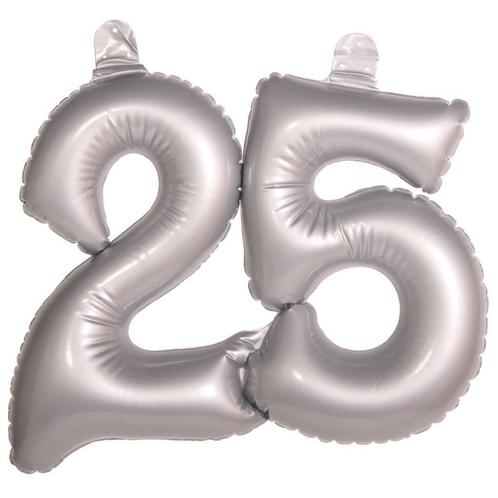 Opblaascijfer 25 Zilver 45cm, Hobby en Vrije tijd, Feestartikelen, Nieuw, Verzenden