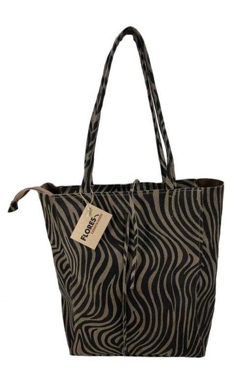 Zebra Taupe Vera Pelle wild leren shopper, Sieraden, Tassen en Uiterlijk, Tassen | Schoudertassen, Nieuw, Verzenden