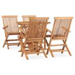 vidaXL 5-delige Tuinset inklapbaar massief teakhout, Tuin en Terras, Tuinsets en Loungesets, 4 zitplaatsen, Verzenden, Teakhout