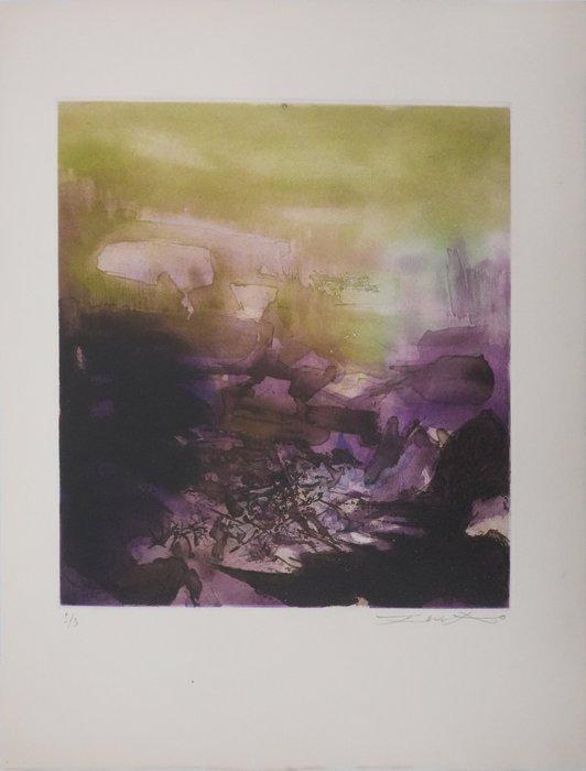 Zao Wou-Ki (1921-2013) - Paysage surréaliste en violet, Antiek en Kunst, Antiek | Overige Antiek