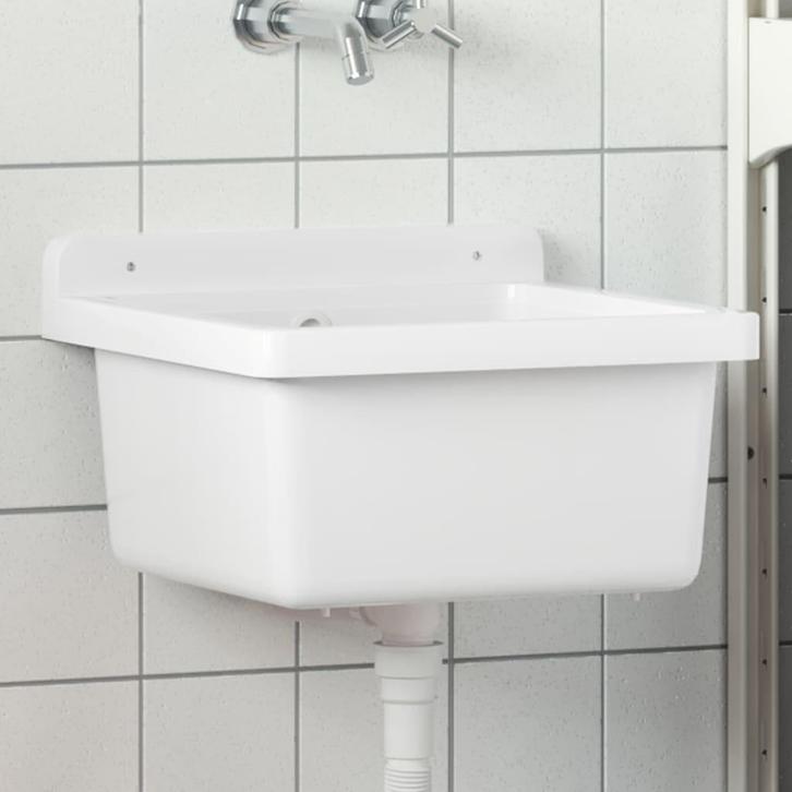 vidaXL Wasbak wandgemonteerd 40x40x24 cm hars wit, Doe-het-zelf en Verbouw, Sanitair, Nieuw, Verzenden
