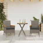 vidaXL 3-delige Bistroset met kussens poly rattan en, Verzenden, Nieuw, Rotan