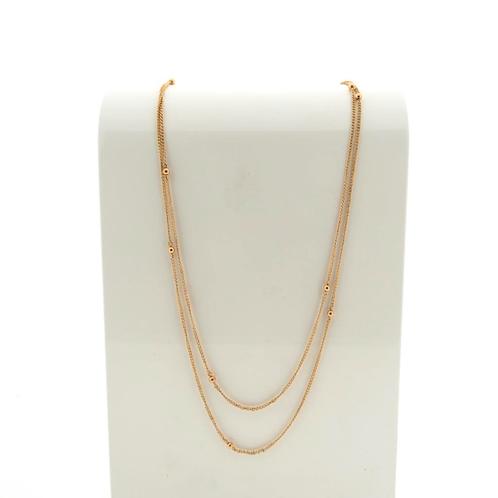 Roségouden lange ketting/sautoir met bolletjes | 148 cm, Sieraden, Tassen en Uiterlijk, Kettingen, Overige kleuren, Gebruikt, Goud
