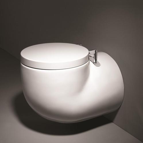 Wandtoilet Sanindusa WCA Rond Keramiek met Zitting Wit, Doe-het-zelf en Verbouw, Sanitair, Overige typen, Nieuw, Ophalen of Verzenden