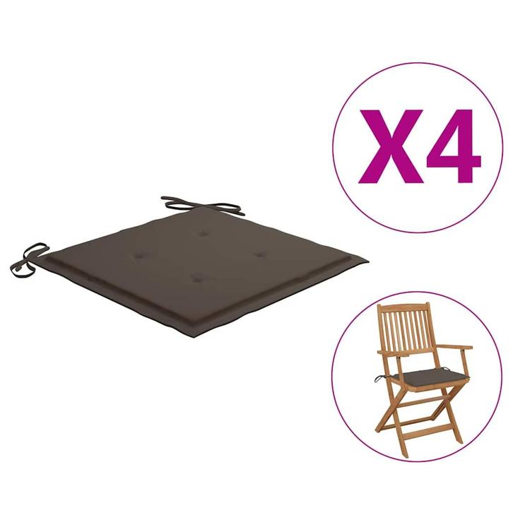 vidaXL Tuinstoelkussens 4 st 40x40x4 cm oxford stof taupe, Huis en Inrichting, Woonaccessoires | Kussens, Nieuw, Verzenden