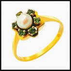 Cocktailring - 14 karaat Geel goud - 0.48ct. tw. Parel -