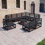 vidaXL 10-delige Loungeset massief grenenhout zwart, Tuin en Terras, Tuinsets en Loungesets, Verzenden, Nieuw, Loungeset