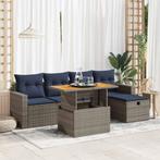 vidaXL 6-delige Loungeset met kussens poly rattan acacia, Tuin en Terras, Verzenden, Nieuw, Rotan, Loungeset