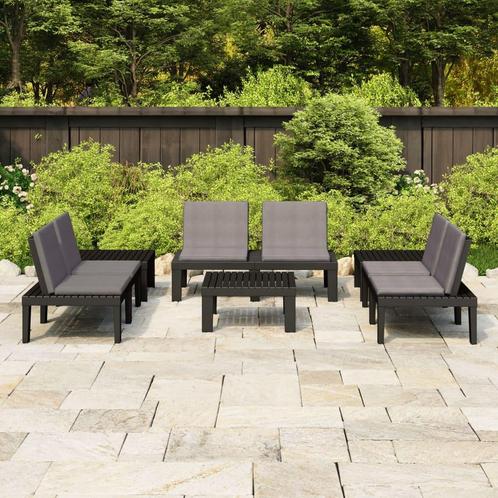 vidaXL 6-delige Loungeset met kussens kunststof grijs, Tuin en Terras, Tuinsets en Loungesets, Loungeset, Nieuw, 6 zitplaatsen
