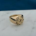18 Krt. Gouden pinkring met harten gravering | Heren, Gebruikt, Overige kleuren, Heer, Ophalen of Verzenden