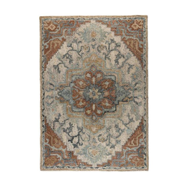 *WOONWINKEL* Dutchbone Amori Blue/Brick Perzisch Tapijt Blau, Huis en Inrichting, Woonaccessoires | Overige, Nieuw, Verzenden