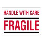 Handle with care - Fragile Sticker Rood/Zwart 100x70 mm -, Verzenden