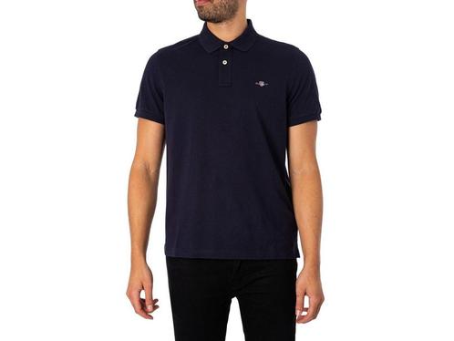 Gant Shield Pique Poloshirt Donkerblauw (navy) - Maat L -, Huis en Inrichting, Woonaccessoires | Overige, Zo goed als nieuw, Verzenden