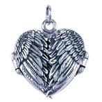 Zilveren Foto medaillon hart ketting hanger - Vleugels - ..., Verzenden, Nieuw