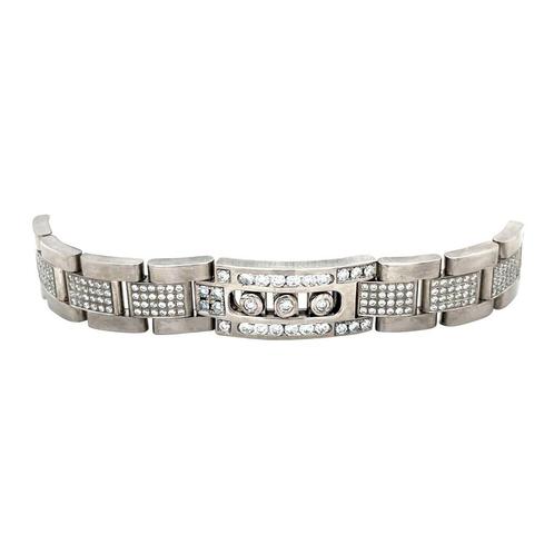 Witgouden heren schakel armband met diamant 18 karaat, Sieraden, Tassen en Uiterlijk, Armbanden, Wit, Zo goed als nieuw, Goud