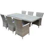 Capri Menorca dining tuinset 220x100xH75 cm 7-delig, Tuin en Terras, Tuinsets en Loungesets, Ophalen of Verzenden, Nieuw, Wicker