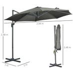 TRUUSK Zweefparasol Tuinparasol, Inclusief Kruisvoet, Weerbe, Verzenden, Nieuw