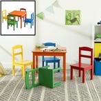 Kindertafel met stoeltjes van hout - 1 tafel en 4 stoelen, Kinderen en Baby's, Kinderkamer | Tafels en Stoelen, Nieuw, Verzenden