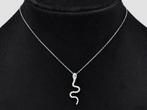 Ketting met hanger - 14 karaat Witgoud - 0.35ct. tw. Smaragd
