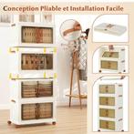 Opbergbox met deksel - Opbergdoos - 4x70L - Wit - COSTWAY, Verzenden, Zo goed als nieuw