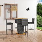 vidaXL 5-delige Tuinbarset met kussens poly rattan grijs, Verzenden, Nieuw, Rotan, 4 zitplaatsen