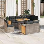 vidaXL 9-delige Loungeset met kussens poly rattan acacia, Verzenden, Nieuw, Rotan, Loungeset