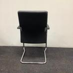 vergaderstoel / stapelstoel, zwart leren bekleding - chroom, Huis en Inrichting, Stoelen, Gebruikt, Zwart, Leer, Ophalen of Verzenden