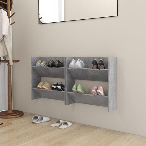 vidaXL Wandschoenenkasten 2 st 60x18x60 cm spaanplaat, Huis en Inrichting, Kasten | Schoenenrekken, Nieuw, Verzenden