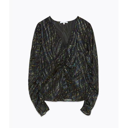 Patrizia Pepe • zwarte blouse met strepen • 34 (IT40), Kleding | Dames, Tops, Zwart, Nieuw, Maat 34 (XS) of kleiner, Verzenden