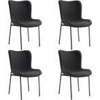 Gestoffeerde stoel Tessa - Geweven stof zwart/zwart, Set van, Huis en Inrichting, Stoelen, Verzenden, Nieuw