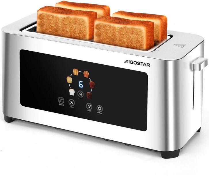 Broodrooster - Toaster - 4 sleuven - 1400W - RVS, Witgoed en Apparatuur, Broodroosters, Zo goed als nieuw, Verzenden