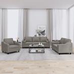 vidaXL 3-delige Loungeset met kussens stof taupe, Huis en Inrichting, Banken | Bankstellen, Verzenden, 150 tot 200 cm, Nieuw, Stof