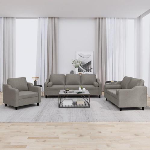 vidaXL 3-delige Loungeset met kussens stof taupe, Huis en Inrichting, Banken | Bankstellen, Nieuw, 150 tot 200 cm, Stof, Vierpersoons of meer