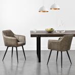 Eetkamerstoel Birmingham set van 2 fauteuils 81x57x53 cm tau, Huis en Inrichting, Stoelen, Verzenden, Nieuw