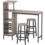 3-delig. Bartafel-set Met Opbergruimte, Wijnrekken, Glashoud, Verzenden, Nieuw