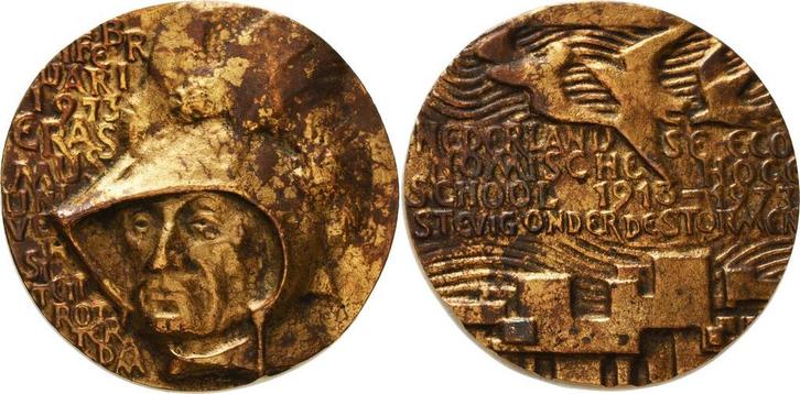 Bronzegussmedaille 1973 Akademien, Schulen, Universitaeten, Postzegels en Munten, Penningen en Medailles, Verzenden