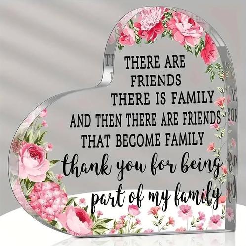 Hart van epoxy met bloemen there are friends, is family 10*1, Hobby en Vrije tijd, Knutselen, Nieuw, Ophalen of Verzenden